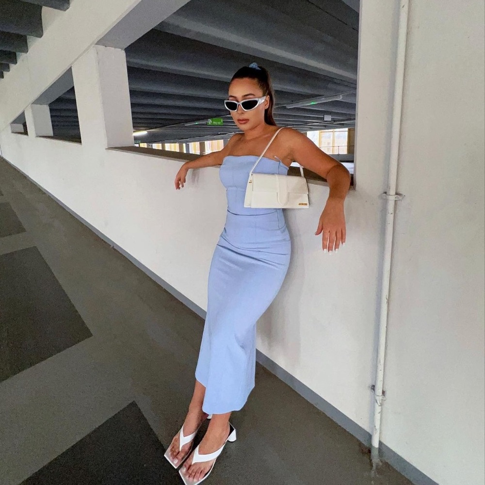 Zara Pastel Blue Midi Dress